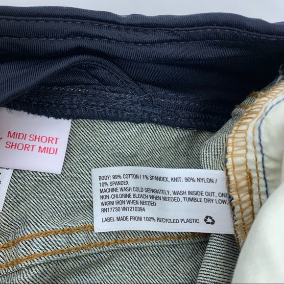 Isabel Maternity Cross Over Panel Jean Midi Shorts Med Blue New Nwt Size 8 - Picture 10 of 16